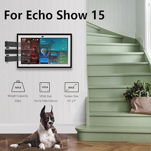 Nuyoah Wall Mount for Echo Show 15, Echo Show 21 Wall Mounting Bracket with Extension Arm, Swivel Tilt Rotate and Easy to Adjust, Max VESA 100x100mm up to 33lbs thumbnail 8