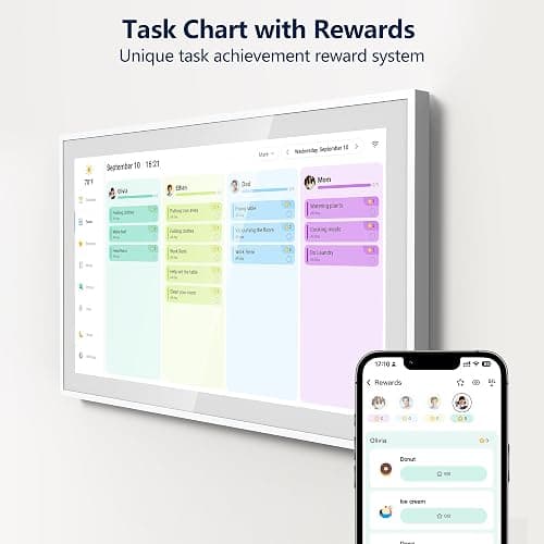 Digital Calendar, 15.6 Inch Wall Planner Electronic Calendar & Chore Chart, Smart Touchscreen Interactive Display for Family Schedules, Great for Organizing Your Routines, Wall & Desk Mountable thumbnail 6