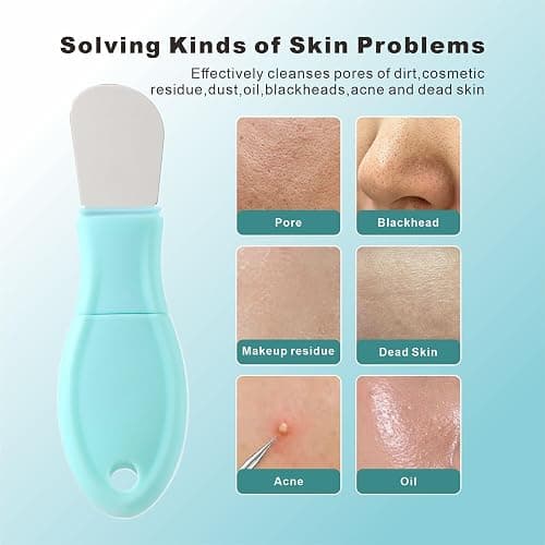 YUSAGO Multifunctional Face Washing Brushes,2 in 1 Pore Cleaning Brush & Blackhead Scraper,Pimple Extractor for Women Men,Face Scraper Skin Spatula,Pore Scrubber for Deep Cleansing.(Green) thumbnail 4