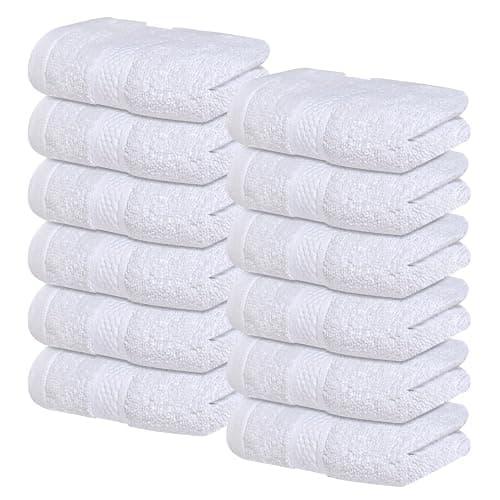 Infinitee Xclusives Luxury Wash Cloths for Showering [13x13] – 100% Cotton Washcloths [Pack of 12], Soft and Absorbent Face Towels for Bathroom Wash Clothes, Gym, and Spa (Brilliant White) - Image 1