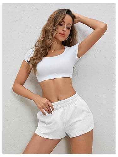 SOLY HUX Women's Sweat Shorts Casual Summer Elastic High Waist Running Lounge Shorts with Pockets thumbnail 5