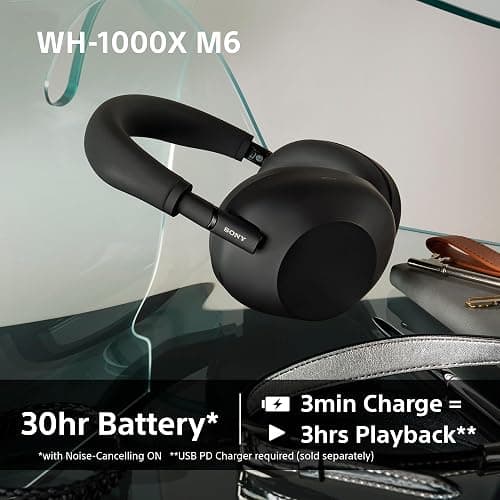 Sony WH-1000XM6 Flagship Noise Cancelling Over-Ear Wireless Bluetooth Headphones, Signature Hi-Res Sound, Ultimate Comfort, Foldable Design, Durable Case, 30 HR Battery, iOS & Android - Silver - Silver thumbnail 8