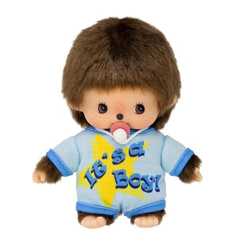 Sekiguchi 203840 Original Bebichhichi Boy, Plush Toy with Light Blue Romper, Approx. 14 cm Large Cuddly Toy Made of Brown Plush thumbnail 2