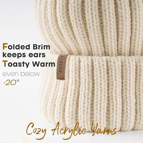 FURTALK Womens Winter Knitted Beanie Hat with Faux Fur Pom Warm Knit Skull Cap Beanie for Women thumbnail 2