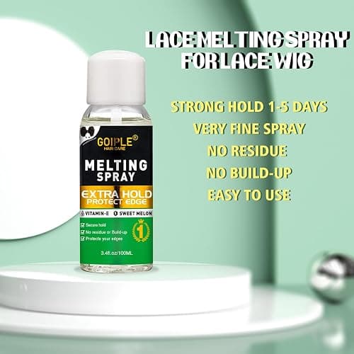 3.4 fl oz Lace Melting and Holding Spray Glue-Less Hair Adhesive for Wigs, Extra Hold Lace Melting Spray Adhesive Wig Spray for Closure Wigs Extensions, Wig Melting Spray Strong Natural Forming Hold thumbnail 3