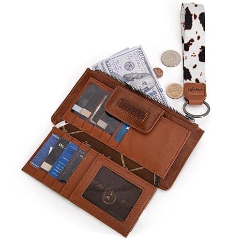 Montana West X Wrangler Cow Print Wallet for Women Ladies Female Card Cases & Money Organizers Wristlet with Wallet Large Clutch with Coin Purse Smooth Zipper and Rfid Lining thumbnail 3