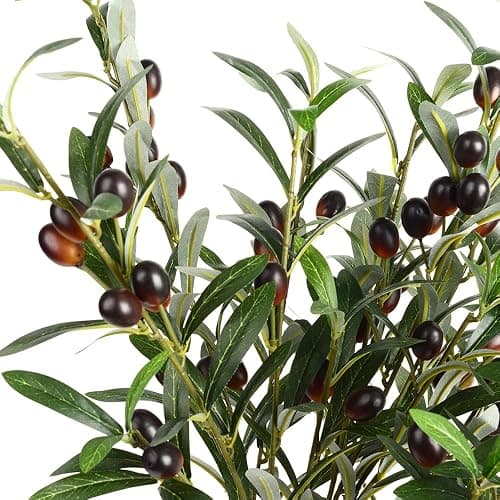 3pcs Artificial Plants Greenery Olive Branches Stems Fake Plants Green Leaves Fruits Branch Leaves for Home Office ndoor Outside DIY-Wreath Decor 27-Inch (3) thumbnail 5