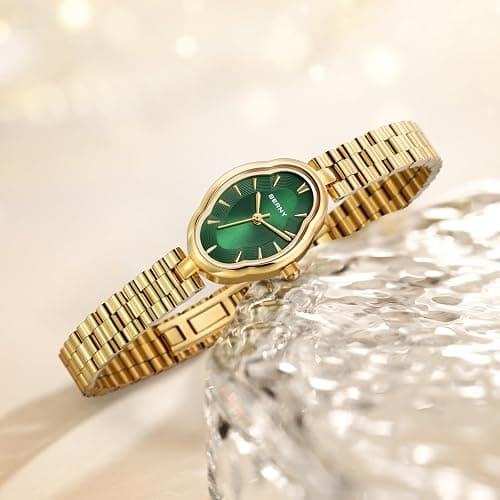 BERNY Gold Watches for Women Dainty Ladies Quartz Watch Vintage Copper Mirrors Shape Japanese Quartz Movement 3ATM Waterproof Fashion Female Wrist Watch Luxury Birthday Gifts thumbnail 4
