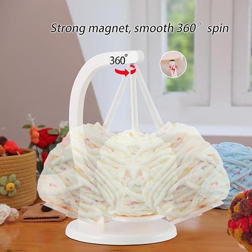 Magnetic Yarn Holder Spinner for Crocheting and Knitting – Durable Molded Plastic Yarn Organizer for Crochet Supplies and Yarn Storage, Smooth Rotation Base–Cream White thumbnail 2