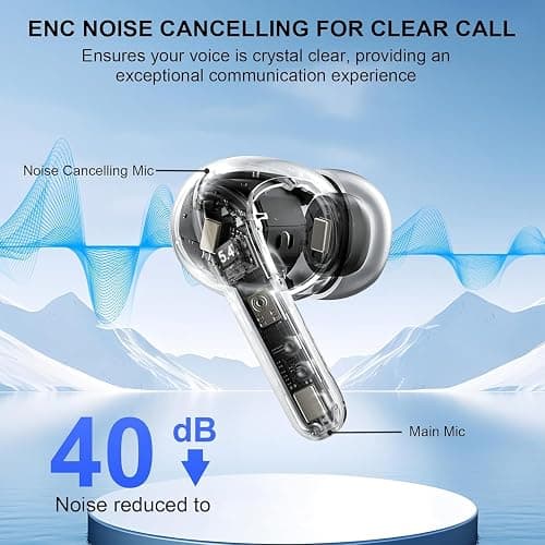 Wireless Earbuds, 2025 Bluetooth 5.4 Headphones Bass Stereo, Ear Buds with 4 Mics ENC Noise Cancelling, Bluetooth Earbuds 48H Playtime LED Display Charging Case, IP7 Waterproof in Ear Earphones Black thumbnail 5
