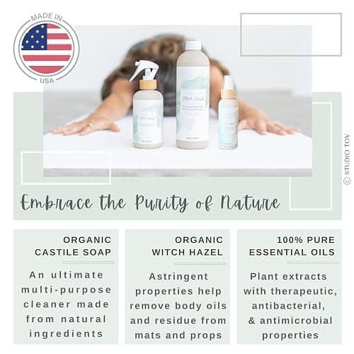 Studio TOV Organic Yoga Mat Cleaner Spray | 8 fl oz With Microfiber Cloth | Made in USA | Yoga Mat Spray for All Mats and Pilates + Yoga Accessories | Gym Equipment Cleaner thumbnail 2