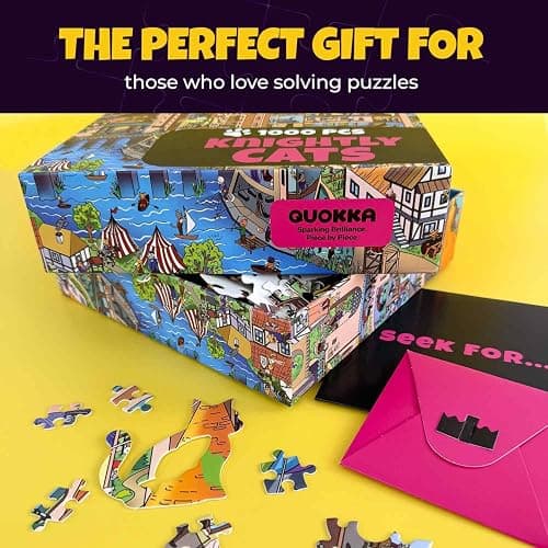 QUOKKA 1000 Piece Jigsaw Puzzle for Adults Knightly Cats – Premium Box Packaging with Extra Fun Challenges - Whimsical Cat Puzzle - Perfect for Relaxation & Creativity & Gift Giving thumbnail 7