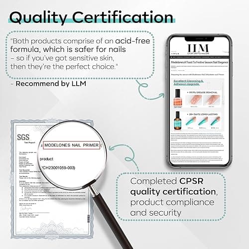 modelones 15 ml Nail Dehydrator and Primer, Acid Free Base Coat Natural Prep Dehydrate & Bond Primer Kit, Hema-Free Acrylic Nail Supplies - 0.5 Fl Oz (Pack of 2) - Transparent thumbnail 4