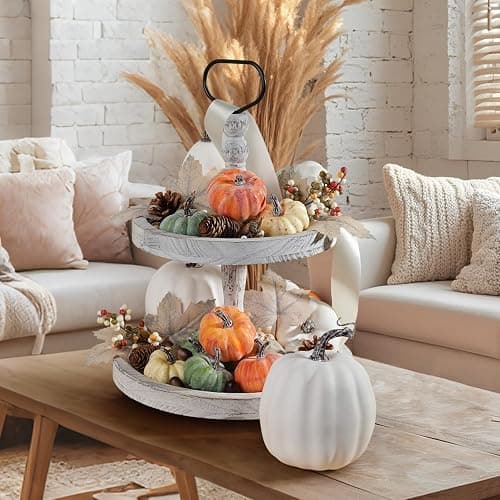 Artmag 25 PCS Pumpkin Decor Set, Artificial Pumpkins Fall Decor for Thanksgiving Decorations with Acorns, Pinecones, Berries, Maple Leaves for Home Table thumbnail 5