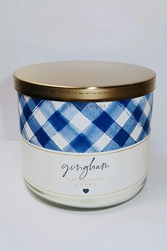 Bath and Body Works NEW Gingham 3 Wick Candle 14.5 oz w Burn Time of 25-45 Hours