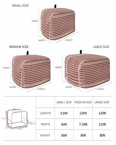 Country Star Berry Red Buffalo Plaid Soft Washable 2 Slice Toaster Dust Cover with Pockets, Dust-proof and Fingerprint Protection thumbnail 3