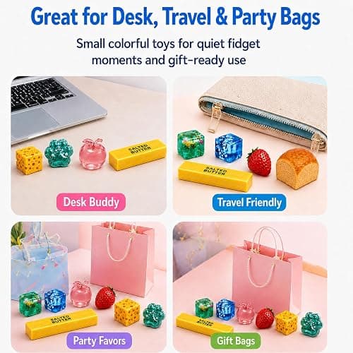 Squishy Fun Box 8 Pieces Squishy Pack Cheese Food Squishies Set Slow Rising Butter Strawberry Ice Cube Apple Bread Cat Paw Squishy Toys Squeeze Stress Balls for Adults thumbnail 5