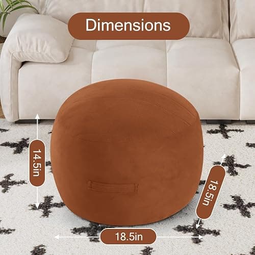 MeMoreCool Round Stuffed Pouf Ottoman Foot Rest, Floor Pouf Foot Stool with Soft Foam Chunk Filling, Small Round Ottoman Footstool Circle Footrest for Living Room, Coffee thumbnail 2