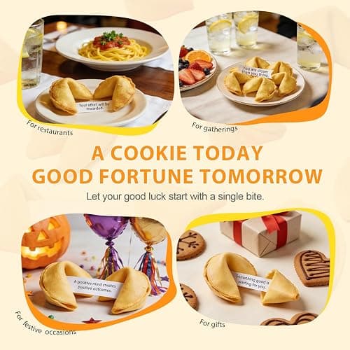 Soeos Fortune Cookies, Approx 48 Count, Vanilla Flavor, Fortune Cookies Individually Wrapped Bulk, Individually Packed Crisp Cookies with Fun, Traditional Chinese New Year Fortune Cookie thumbnail 7
