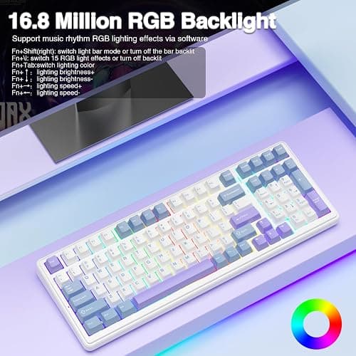 AULA F99 Wireless Mechanical Keyboard,Tri-Mode BT5.0/2.4GHz/USB-C Hot Swappable Custom Keyboard,Pre-lubed Linear Switches,Gasket Structure,RGB Backlit Gaming Keyboard for PC/Tablet/Xbox/PS4/PS5 thumbnail 7
