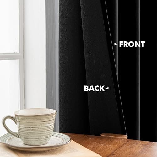 ANRODUO Black Velvet Curtains 45 Inches Long Blackout Thermal Insulated Soundproof Curtain Privacy Room Darkening Curtains Grommet Window Drapes for Bedroom Living Room 42 x 45 Inch Set of 2 thumbnail 2