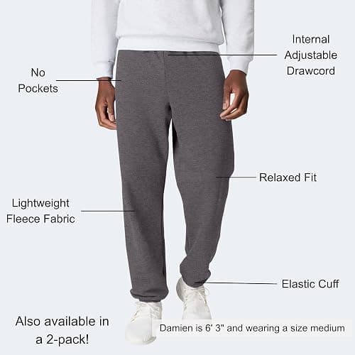 Hanes Men's Ecosmart Best Sweatpants, Athletic Lounge Pants with C"ed Cuffs thumbnail 3