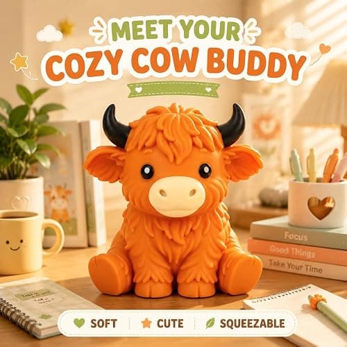 6in Highland Cow Squishy Jumbo,Giant Highland Cow Squishy | Big Realistic Moldable Soft Squishys Slow Rising Squeeze Toys for Kids Adults Slow Rising Fun Sensory Fidget Toy thumbnail 3