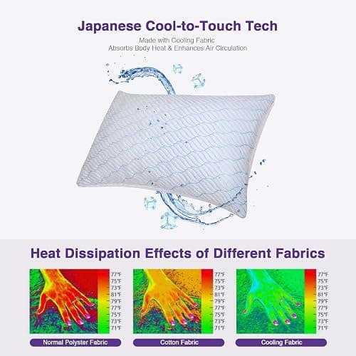 WISHSMILE Cooling Pillows Queen Size Set of 2, Memory Foam Pillows with Zipper, Adjustable Firmness for Sleeping Cool Cold Pillow to Hot, Side, Back and Stomach Sleepers, 2 Pack, 20x30 thumbnail 2