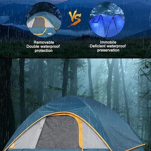 Camping Tent 2-4 Person, Waterproof Windproof Tent with Rainfly Easy Set up-Portable Dome Tents for Camping… thumbnail 9