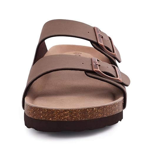 ODOLY Unisex Cork Footbed Slide Sandal, Arch Support Summer Outdoor Sandals with Adjustable Buckle for Women and Men - 10 Women/8.5 Men - Brown thumbnail 4