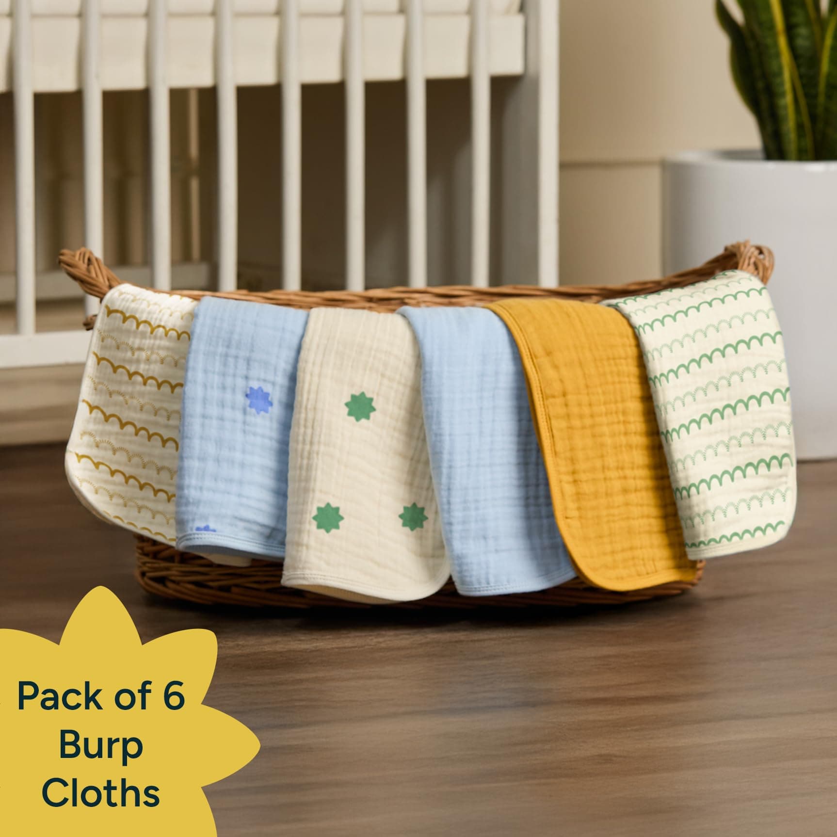 NINTARABABY Burp Cloths – 100% Organic Muslin Cotton, 7-Layer Absorbent & Waterproof, Extra-Large (55×30 cm), Soft & Hypoallergenic, Multipurpose Baby Essentials & Gift for Newborns, Pack of 6 thumbnail 6