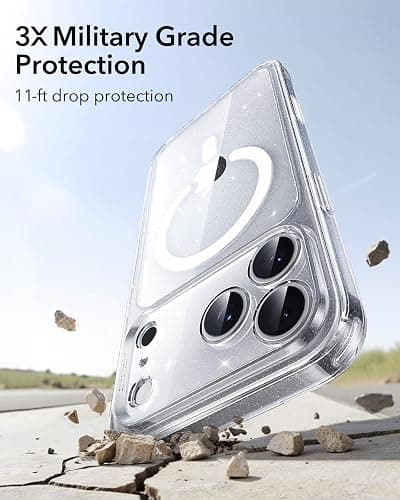 ESR for iPhone 17 Pro Max Case, Camera Control, Compatible with MagSafe, Shockproof Military-Grade Protection, Magnetic Phone Case for iPhone 17 Pro Max, Classic Hybrid Case, Clear Shimmer thumbnail 4
