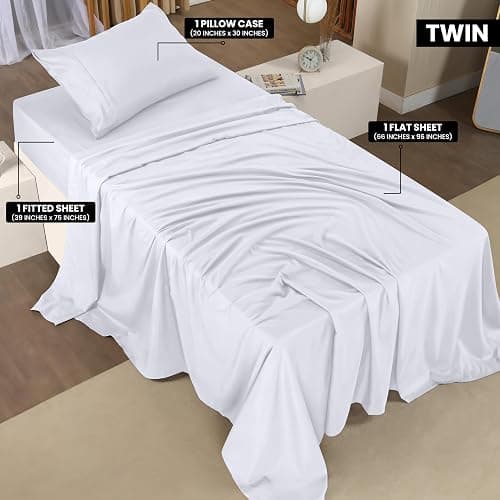 Utopia Bedding Twin Bed Sheet Set - 3 Piece Bedding - Soft Brushed Microfiber Fabric - Shrinkage & Fade Resistant - Easy Care (White) thumbnail 3