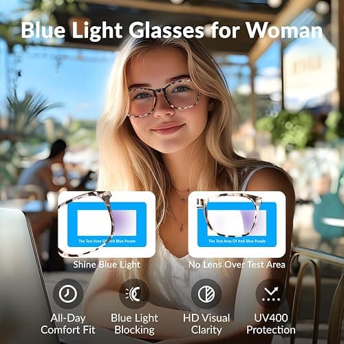 WINTOO Blue Light Glasses for Woman Men | 99% Blue Light Blocking Glasses for Computer Gaming TV Phone Screen Square Frame | Anti Eyestrain & UV Glare Protection - 5 Pair thumbnail 2