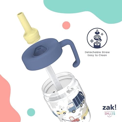 Zak Designs Capri Toddler Tumbler For Travel or At Home, 10oz 2-Pack Durable Plastic Sippy Cups With Handle and Leak-Proof Design are Perfect For Kids (Springtime, Pink) thumbnail 7