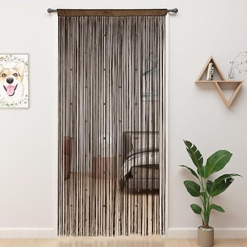 YIIBAII Beaded Curtain Beaded Curtains for Doorways Crystals Suitable for Interior Hanging Decoration and Partitions Closet Curtains (39"x110", Coffee) - Image 1