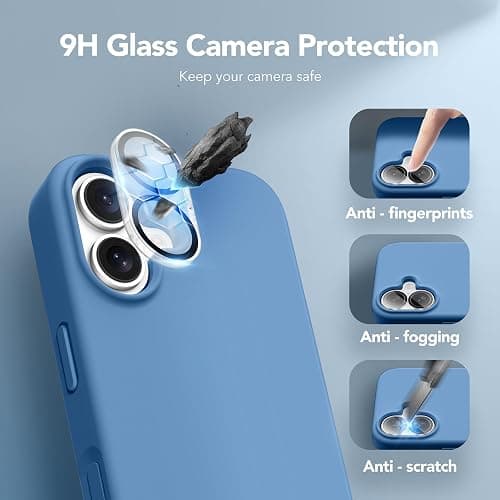 GONEZ Magnetic for iPhone 16 Case, Compatible with MagSafe, [Screen Protector + Camera Lens Protector], Liquid Silicone Shockproof Protective Phone Case for iPhone 16 6.1", Lake Blue thumbnail 7