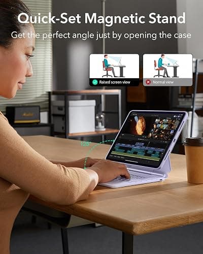 ESR iPad Air 11 Inch Case with Keyboard (M3/M2, 2025/2024) & iPad Pro 11/Air 5th/4th Gen Keyboard, Easy-Set Magnetic Stand, Portrait/Raised Modes, with Removable Protective Case, Purple thumbnail 5