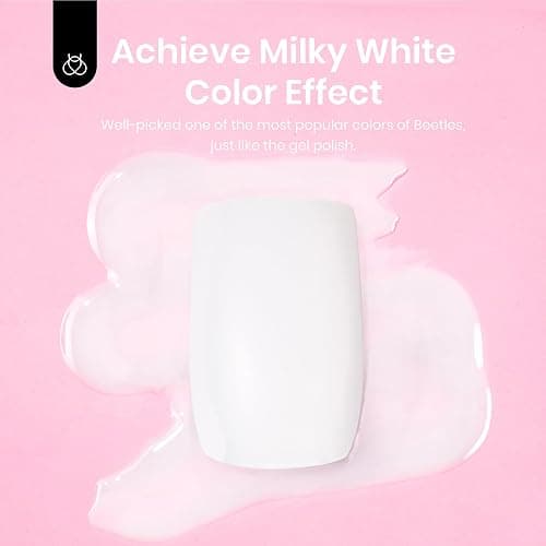 Beetles Short Square Press on Nails Pre-Colored Milky White 224 Pcs Gel Nail Tips,Pre-Applied Primer, No File Need 3-in-1 DIY Manicure for Nail Designs thumbnail 2