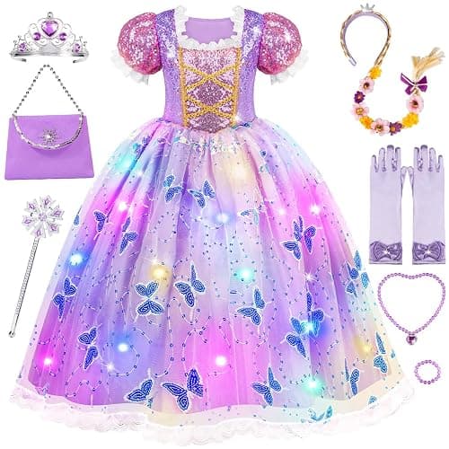 Meland Princess Dresses for Girls - Light Up Princess Costume for Little Girl, Halloween Costumes & Gift for Toddler Age 3-10 - Image 1