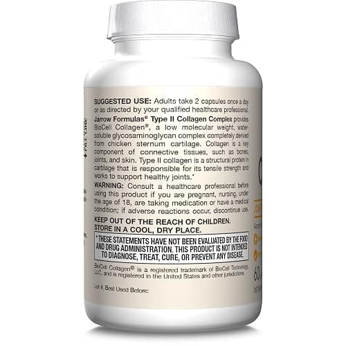 Jarrow Formulas® Type II Collagen Complex 1000 mg Supplements, Supports Skin and Joint Health, 60 Capsules, 30 Day Supply thumbnail 10
