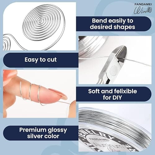 FANDAMEI Craft Wire 20 Gauge 98 Feet, Silver Wire for Jewelry Making, Aluminum Wire for Crafts, Sculpting, Beading. Metal Bendable for DIY, Christmas Floral Craft, Decoration, Jewelry Making thumbnail 3