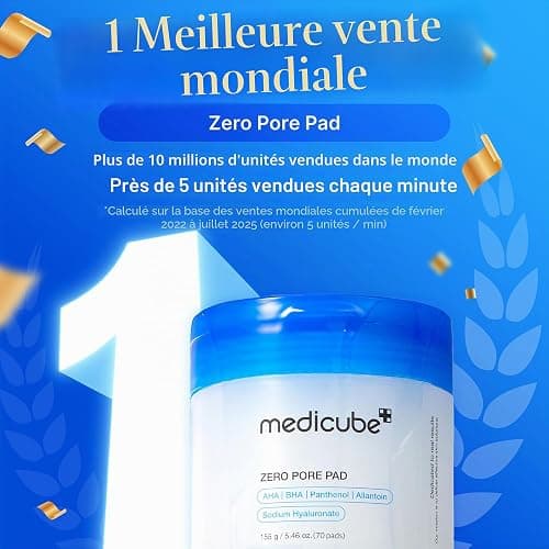 medicube Zero Pore Pad 2.0 Pads Exfoliants Soin des Pores | Pad double texture AHA 4,5% & BHA 0,45%, Acides lactique et salicylique, Exfoliation, Tous types de peau, 70 pcs thumbnail 2