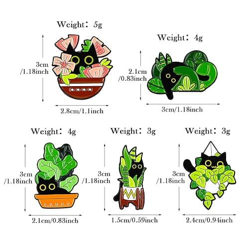 Mabor 5Pcs Funny Animal Enamel Brooch Pins Badges, Cat Enamel Pins Set Cartoon Lapel Badges for Women Girl Cute Black Cat Pins for Bags Clothing thumbnail 2