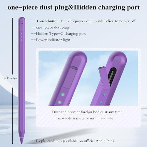 Stylus Pen for iPad11&10thGen,14Mins Faster Charge, with Pencil Holder,Palm Rejection, Tilt Sensitivity, for iPad Air11&13-inch(M3/M2), iPad Pro 11&13-inch (M4),iPad 6-11th,iPad Pro 11/12.9 inch thumbnail 5
