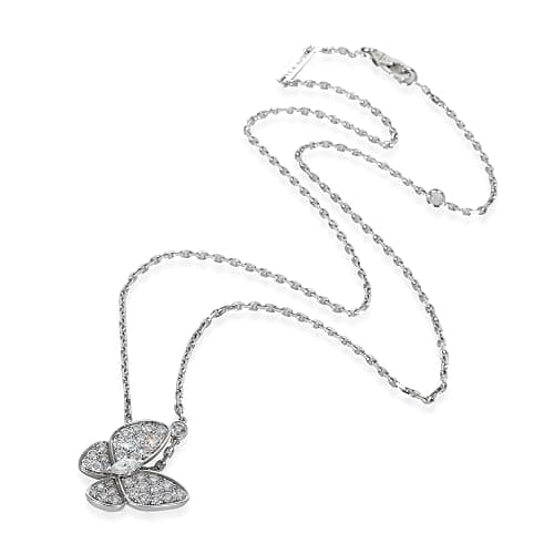 Van Cleef & Arpels, Pre-Loved Two Butterfly Necklace, White Gold, Diamond, 16 in thumbnail 2