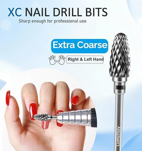 3Pcs Nail Drill Bits Set 3/32 Inch Shank YG6X Carbide Tungsten, 5 in 1 Cross Cut + 3XF Safety+ XC Cone Bits,Two Way Rotation for Acrylic Gel Dip Powder Cuticle Manicure Pedicure thumbnail 8