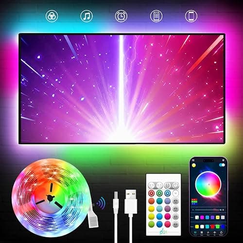 KANTUTOE LED Backlight TV LED Strip Lights, 23ft RGB LED Lights with Remote, Music Sync Bluetooth APP Control, USB Powered for Bedroom/Gaming Room - Image 1