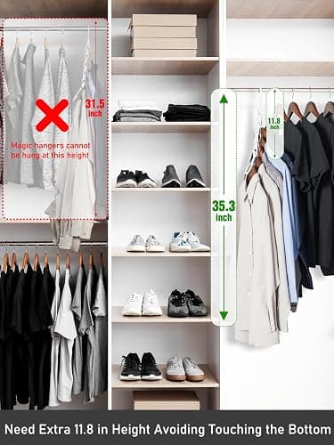HOUSE DAY Space Saving Hangers, 10 Pack, Closet Organizer and Storage, Cascading & Reinforced Hanger Hooks, Space Saver Hanger Organizer, Dorm Room Essentials for Closet Organization - White thumbnail 8