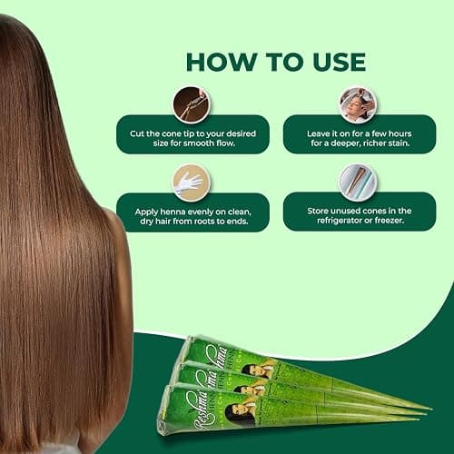 Reshma Beauty Pack of 3 Jumbo Henna Cones for Hair, 50g Each 100% Natural Ready to Use Henna Paste Hair Color Infused with Eucalyptus Oil, Nourishing & Long-Lasting Ayurvedic Hair Dye (Original) - 1.67 Ounce (Pack of 3) thumbnail 3
